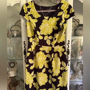 Floral Yellow and Black Women's Dress